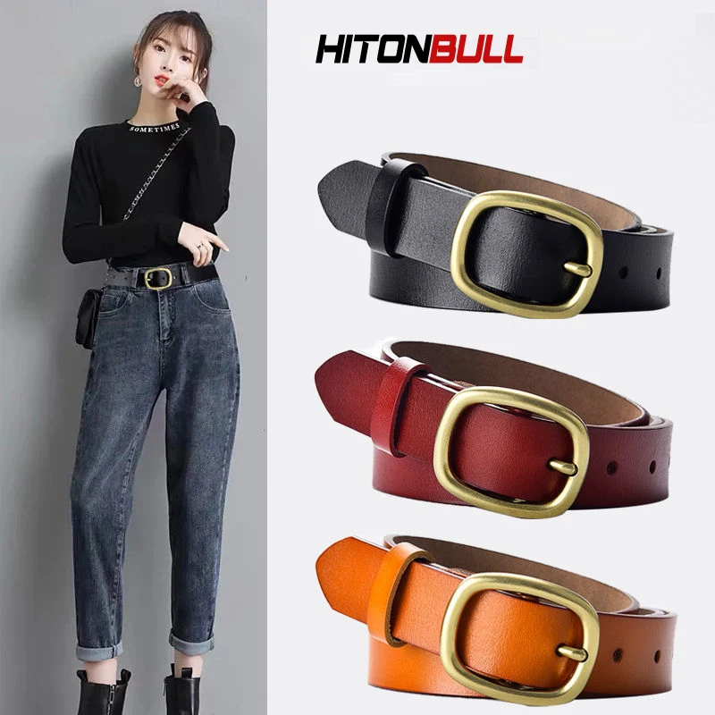 

HITONBULL Fashion Women's Belt Simple Vintage Classic Genuine Leather Belts Hight Quality Casual Pants Jeans Brand Waistband