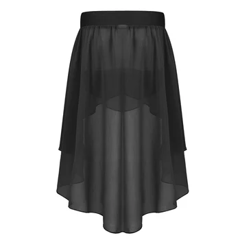 Girls High-Low Chiffon Dance Skirt 2 Kids Girls High-Low Elastic Waistband Chiffon Skirts Ballet Modern Jazz Lyrical Studio Practice Performance Dance Costumes 2