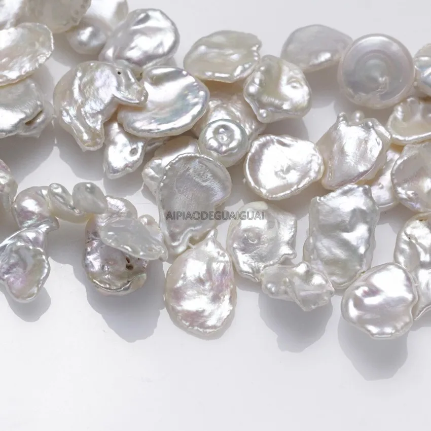 

APDGG Genuine Natural 13-15mm good quality keshi white reborn pearl strands loose beads women lady jewelry DIY