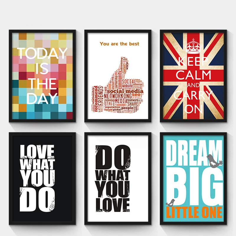 Motivational Posters Adornment Wall Picture Simple Words Letter Oil Painting Retro Bar Cafe PostersWall Painting
