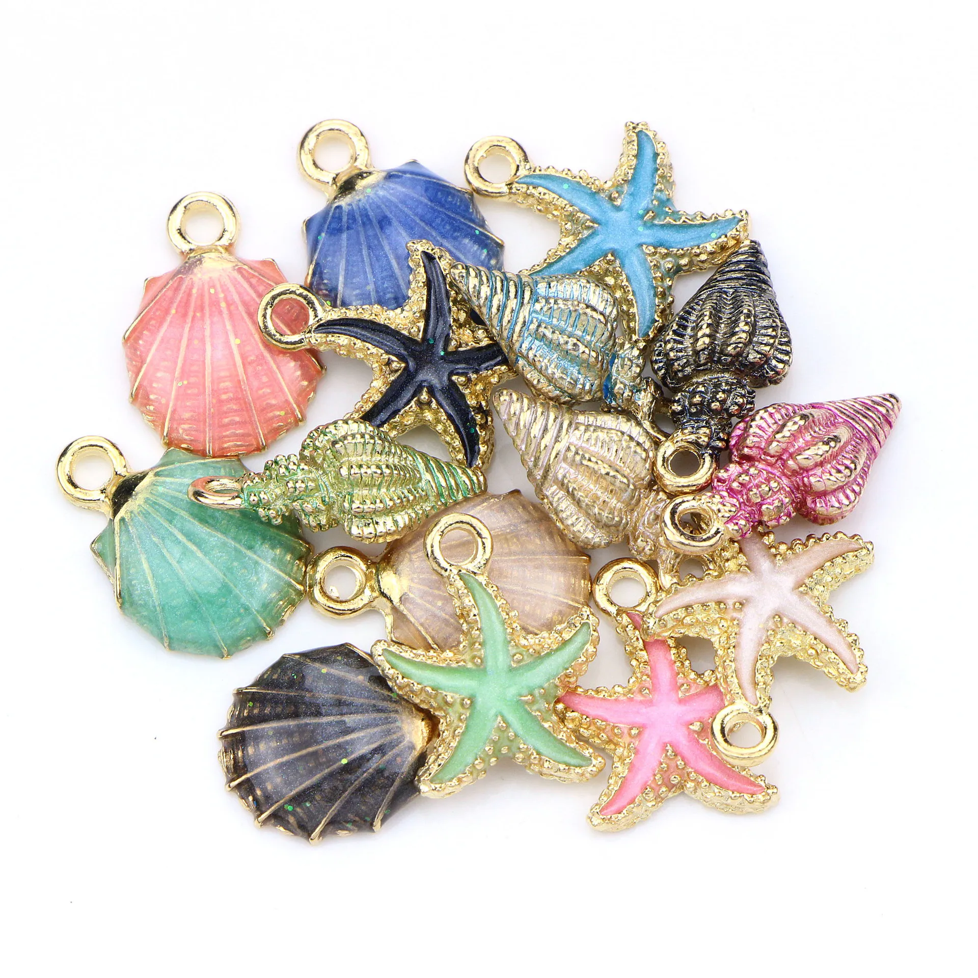 15 PC A+ Fashion Metal Alloy Ocean Shell Christmas Charm Decor Set  Pendant Drop Ornaments Hanging DIY Decoration