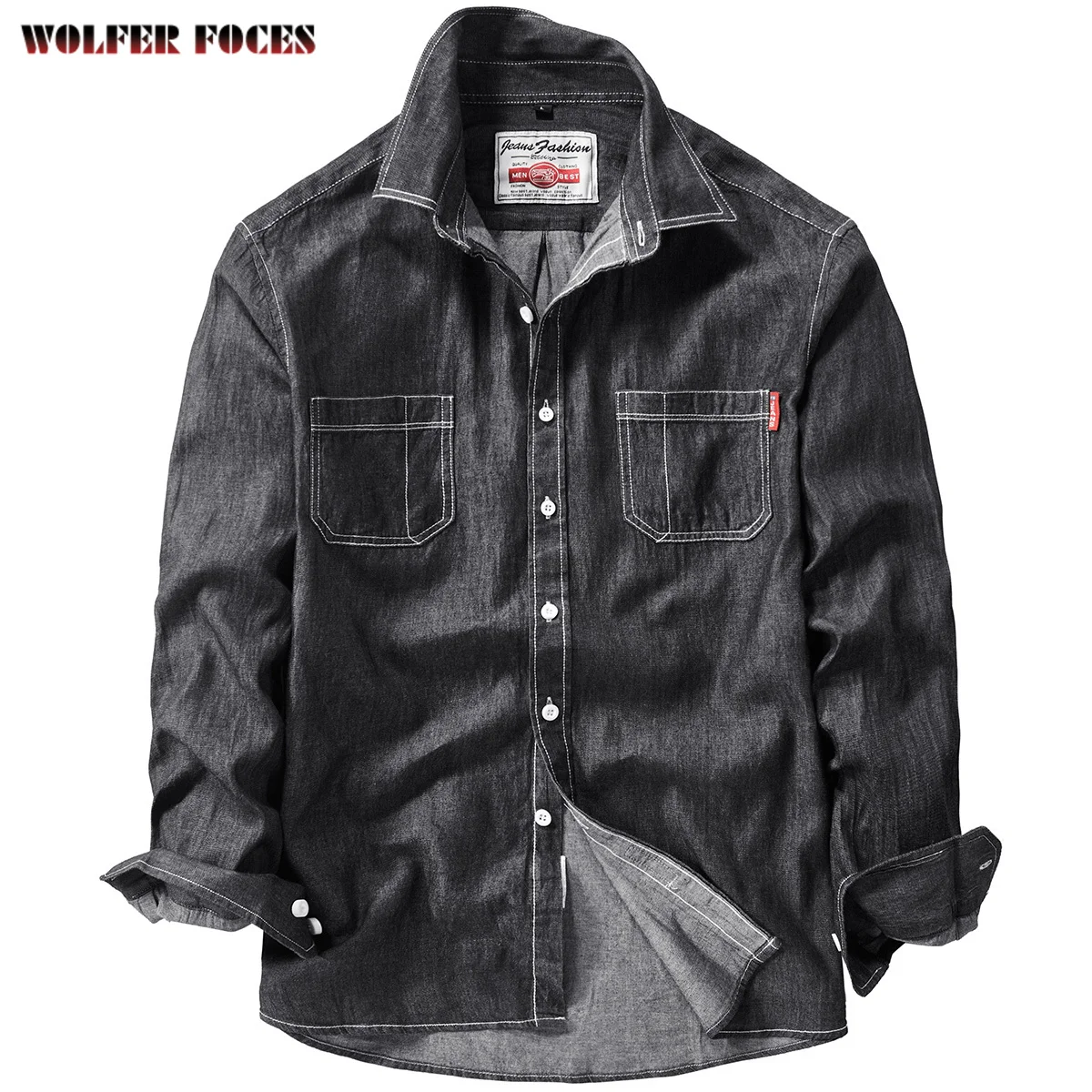 

New Autumn Denim Shirt Men's Long Sleeve Thin Loose Pure Cotton Casual Work Shirt Coat Korean Inch Shirt Fashion