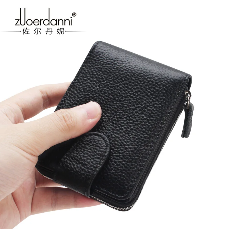 New Anti-theft leather zipper anti-magnetic multi-card positioning large capacity multi-functional driving license card package