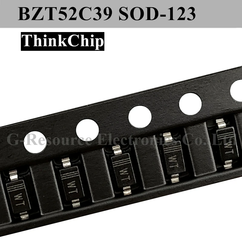 صمام ثنائي مثبت الجهد 39 فولت (100 قطعة) BZT52C39 SOD-123 SMD 1206 (وضع علامات WT)
