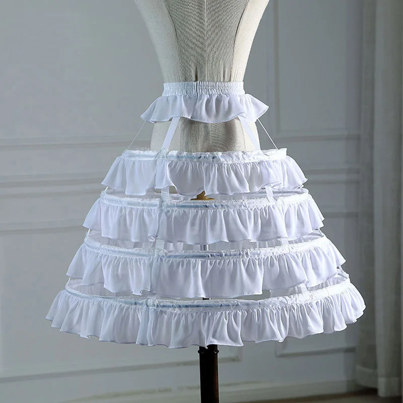 

Four Circles Ruffled Birdcage Crinoline Lolita Chiffon Puffy Slip Dress 4 Steel Adjustable Hollow Daily Pannier