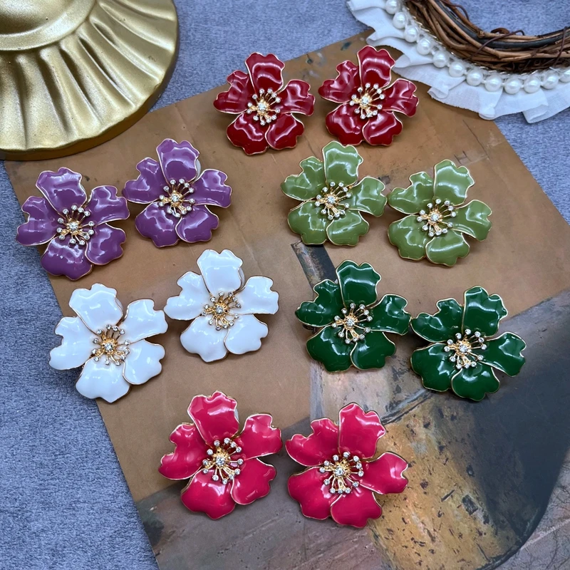 

Statement Stud Earrings Alloy Dirp Glaze Brincos Party Wedding Accessories For Women's Jewelry