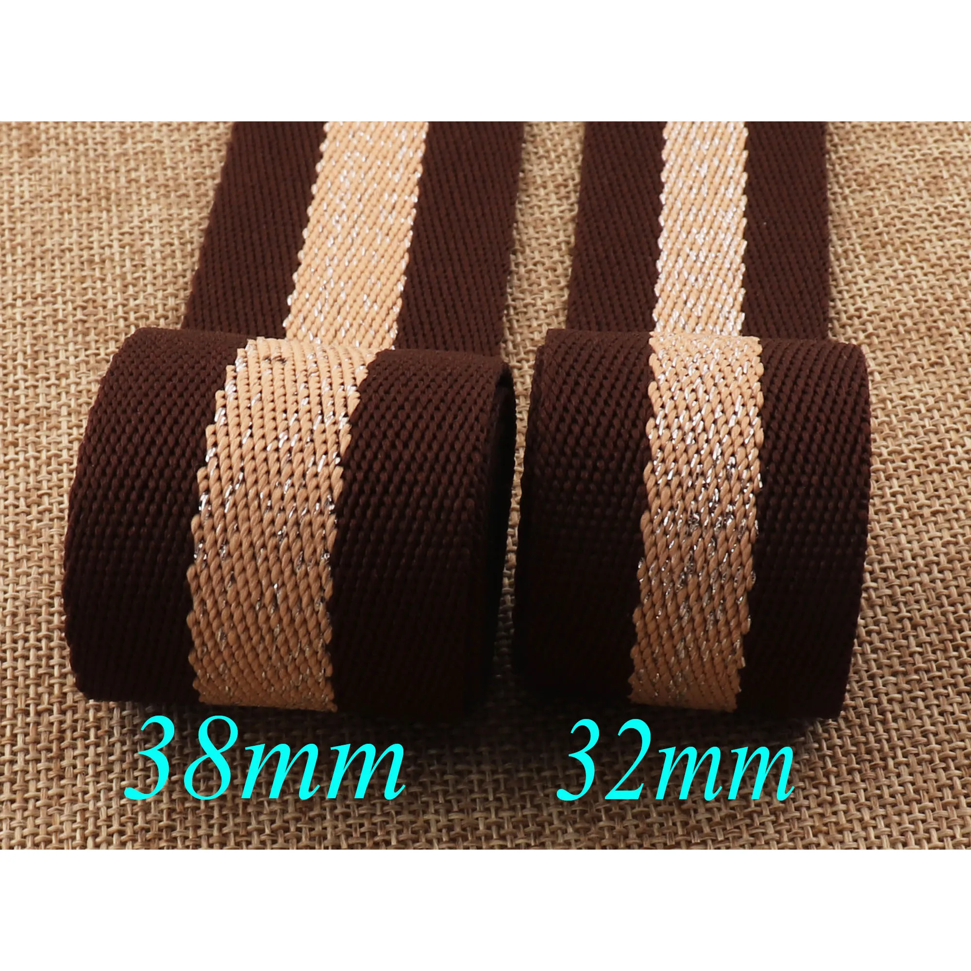 Khaki Brown Stripe Soft Webbing Keychain Polyester Webbing,Webbing Key Fob Webbing lanyard webbing-32mm/38mm