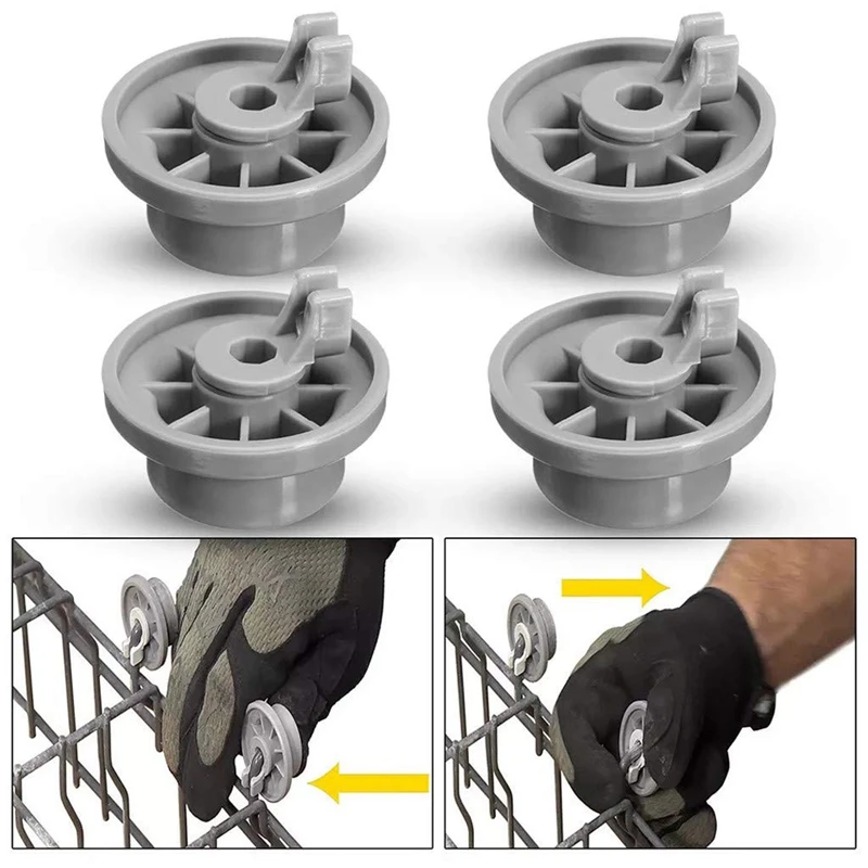 4 x Dishwasher Lower Basket Rail Wheels for  Neff & Siemens Grey 165314