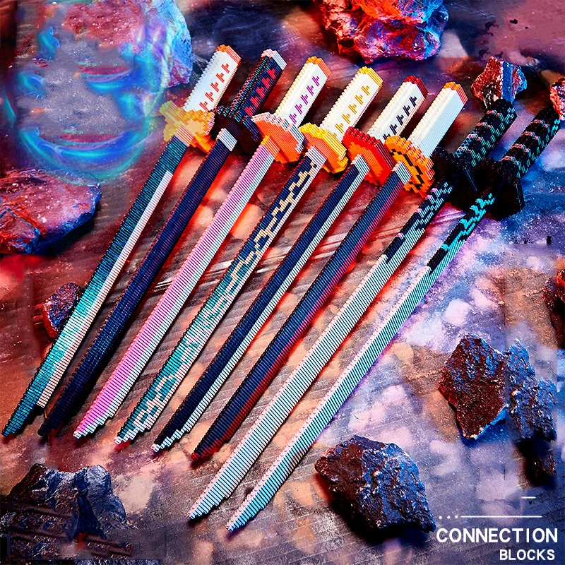 Demon Slayer Magic Building Blocks Figures Kamado Tanjirou Nezuko Inosuke Mini Connection Bricks Sword Knife Toys For Children