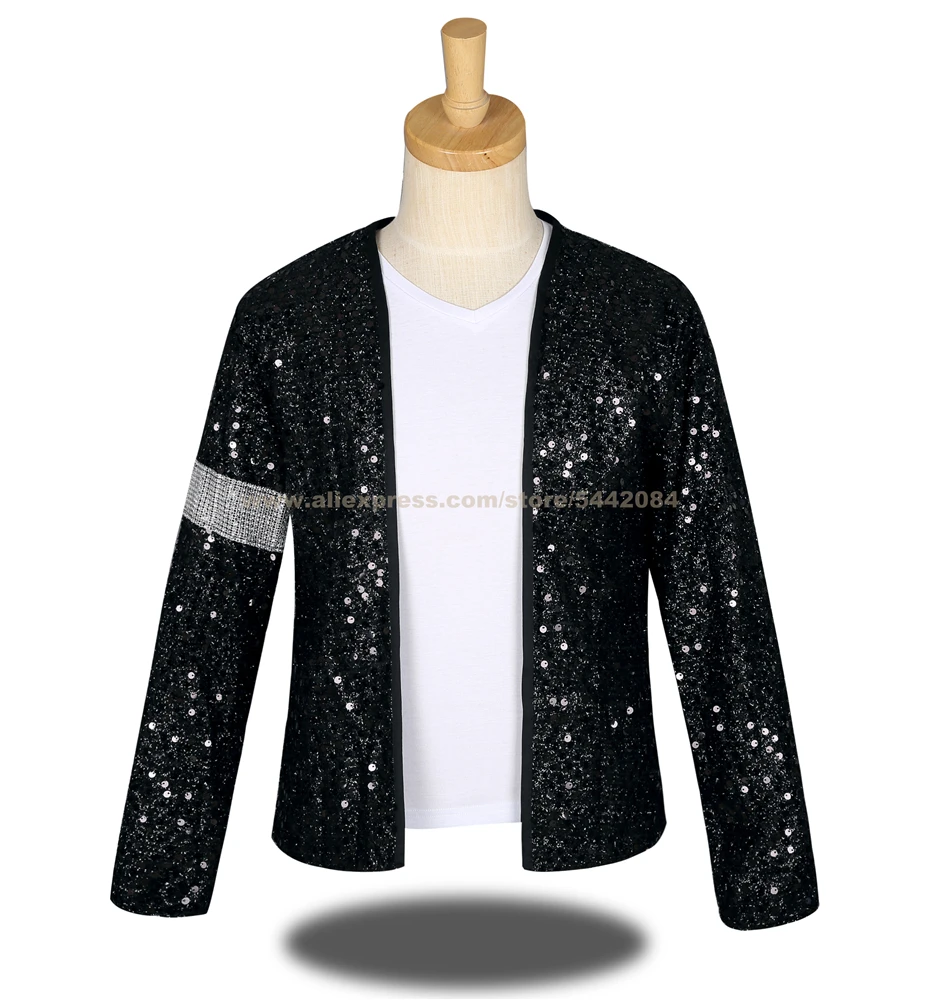 MJ Michael Jackson Cosplay Coat Billie Jean Black Rhinestone Armband Jacket And Glove Outwear Hallowmas Party Costume 1BLJD0213