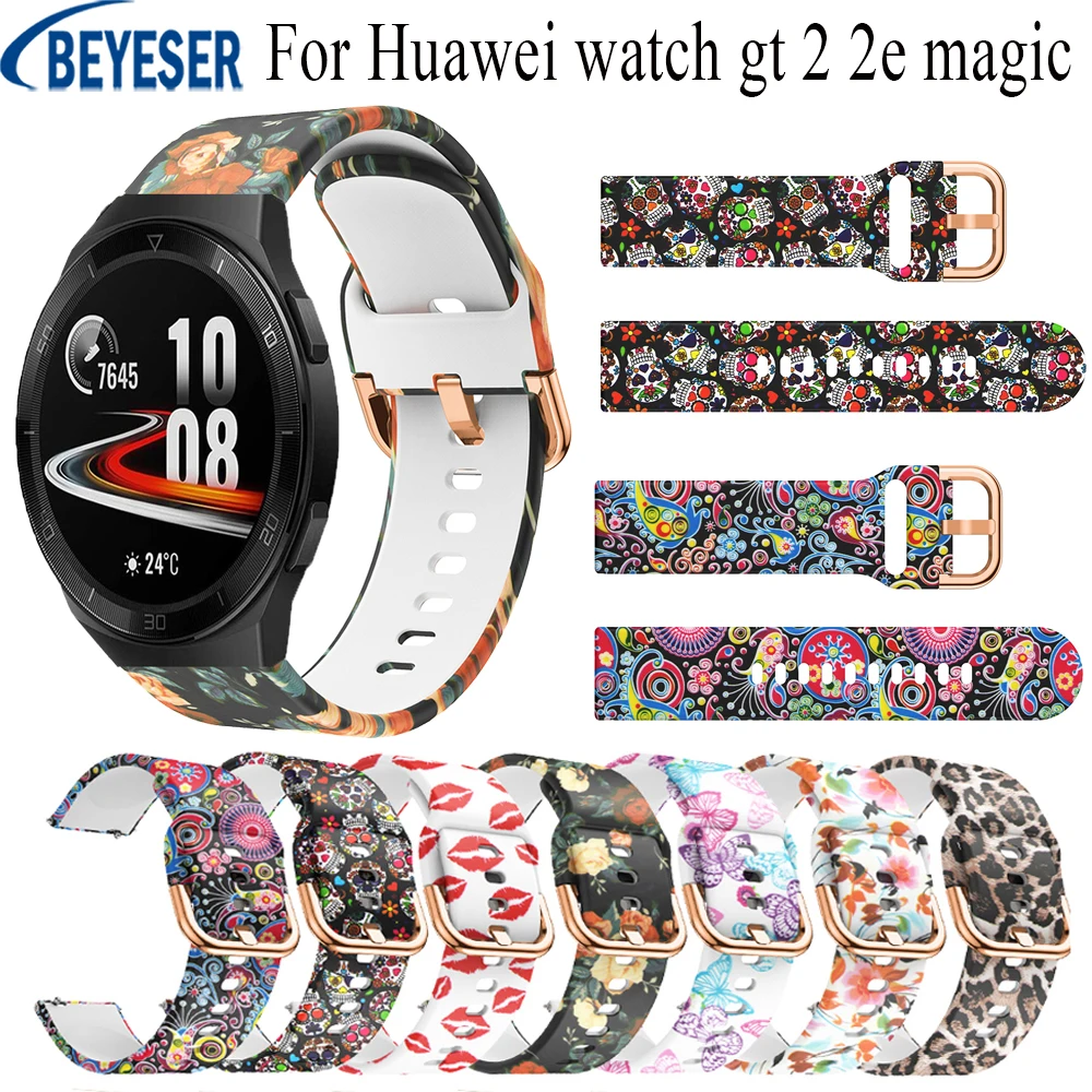 Sporting Printing 20 22mm Silicone Watch Band Straps Replacement For Huawei watch gt 2 2e magic Easy Fit Quick Release Bracelet