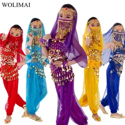 Children Belly Dancer Belt Pants Veil Accessories for Wings Kids Mask Bollywood Dress Girls Belly dance Costume Set 2-8Pieces