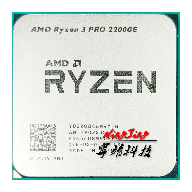 AMD Used Ryzen 3 PRO 2200GE R3 PRO 2200GE  3.2 GHz Quad-Core Quad-Thread CPU Processor 35W  YD220BC6M4MFB Socket AM4