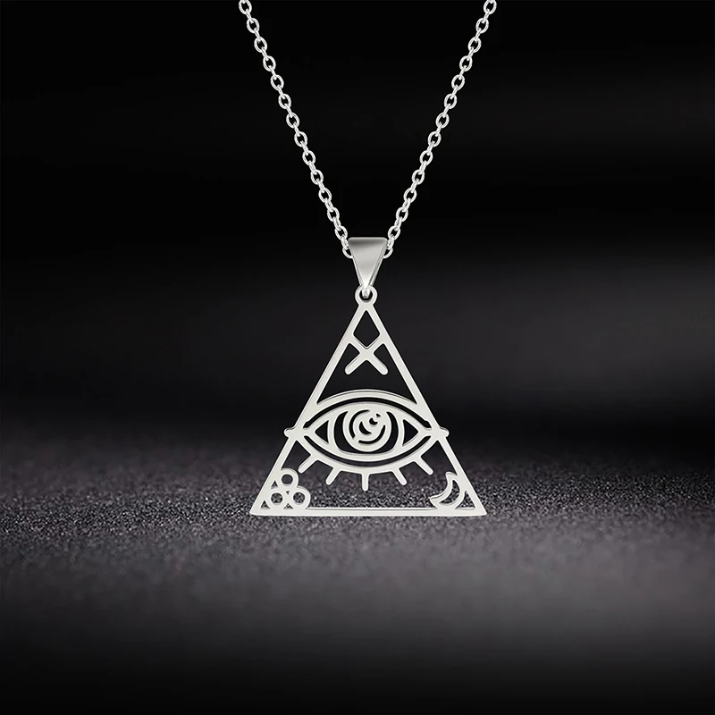 Unift Eye of Providence All-Seeing Eye Pendant Necklace Wicca Amulet Mason Christian Stainless Steel Jewelry Egyptian Evil Eye