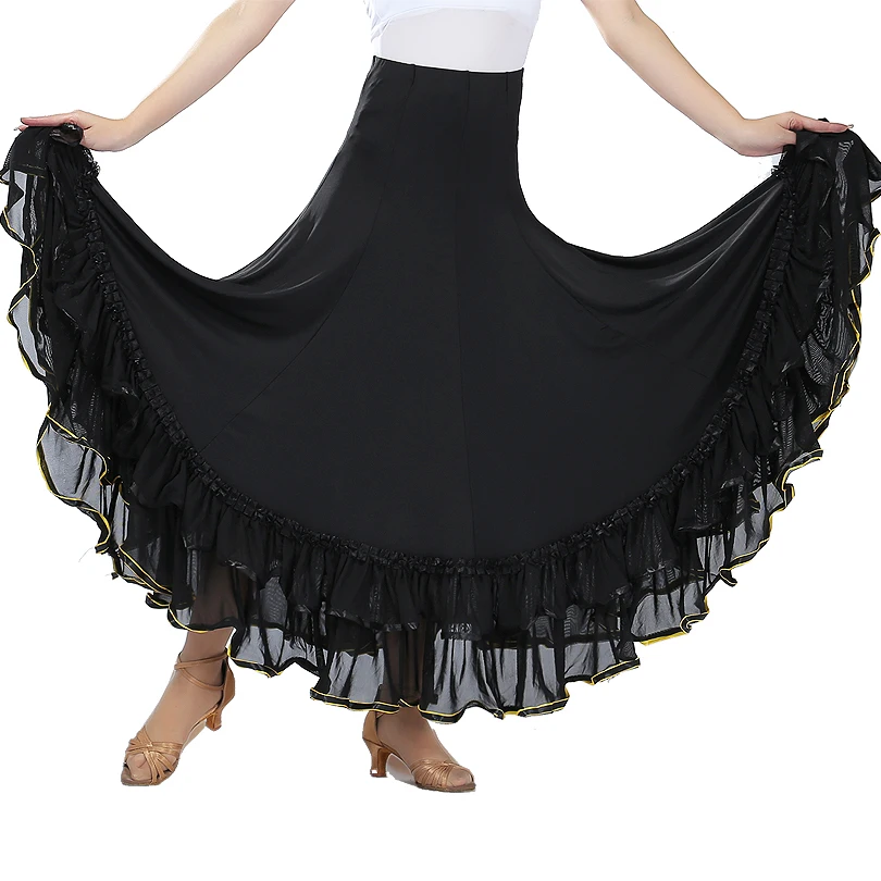 Nuovo Flamenco Costume di Ballo del Pannello Esterno di Ballo Gonne Lunghe Delle Signore Valzer Moderno Standard di Tango Dancewear Prestazioni Gonna Grande Swing