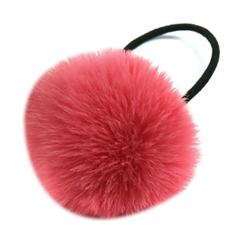 1pc Solid Color Kids Hair Rope Elastic Lovely Plush Pompom Decor Hair Tie Ponytail Holder Hair Accessories For Women Girls