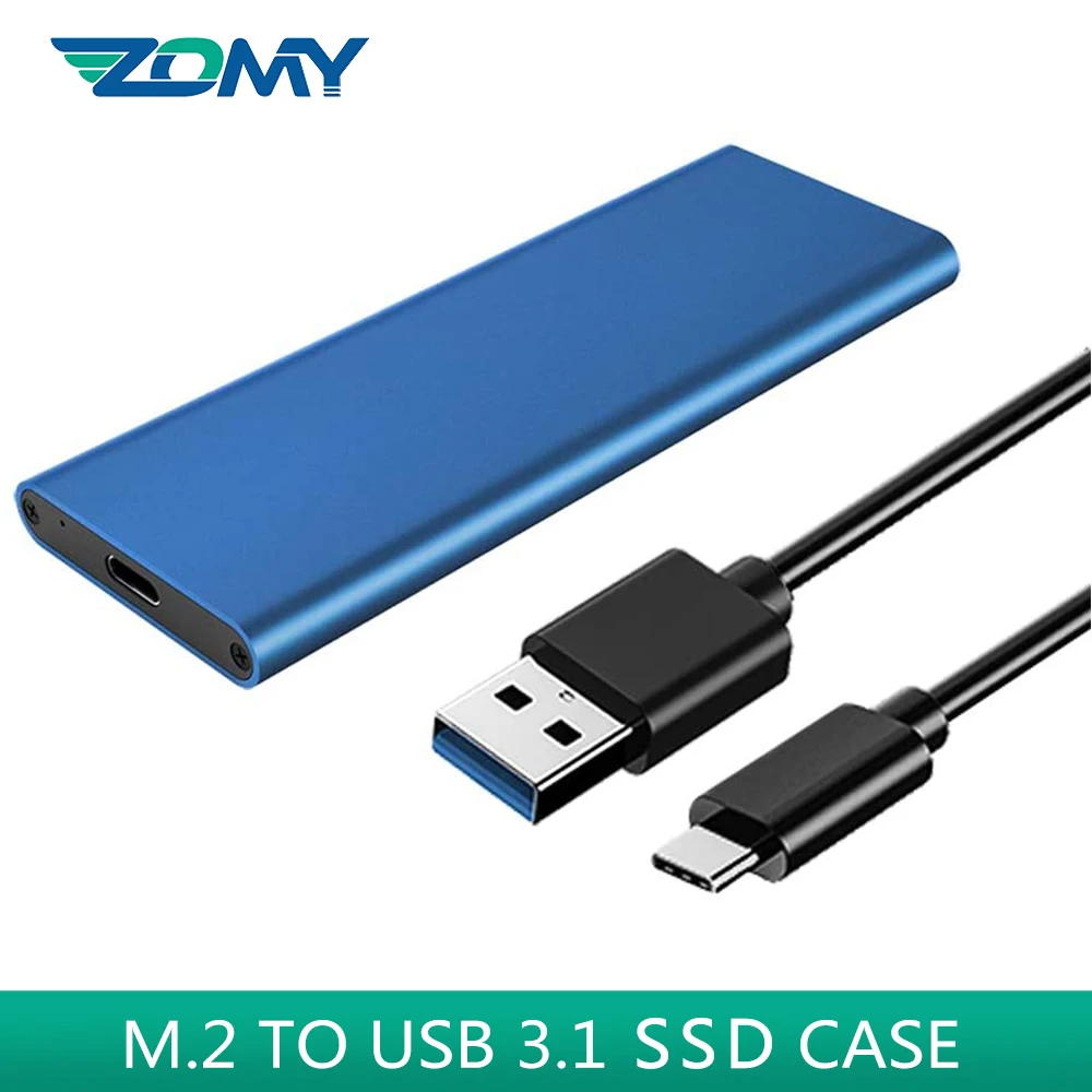 Zomy M.2 SATA NGFF To USB 3.1 Type-c Gen2 Hard Disk SSD Case 10Gbps Portable Solid State Drive External Black Grey HDD Enclosure