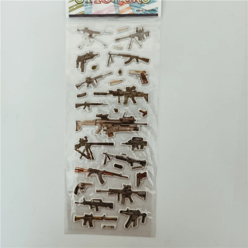 6pcs Pistol Gun Stickers Toys for Children on Scrapbook Laptop Notebook Boys DIY Sniper Rifle Handgun Sticker