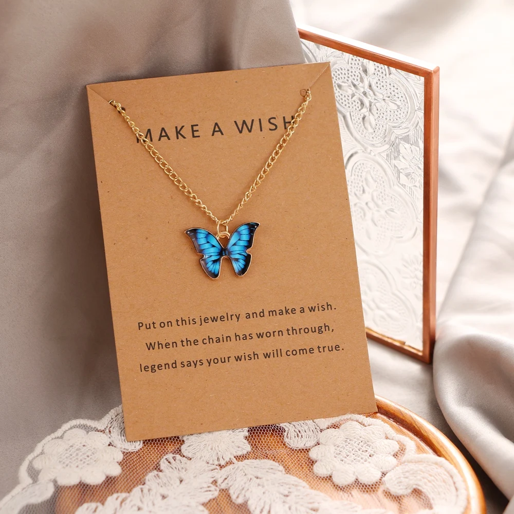 DAXI New Korean Fashion Cute Butterfly Pendant Necklace For Women Gold Color Statement Necklaces Jewelry Gifts Wholesale