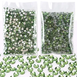 QIAO Light Green Rhinestones Flatback Crystal Hotfix Strass Glass Glitter Gems For DIY Rhinestones Dress Nail Art Decoration