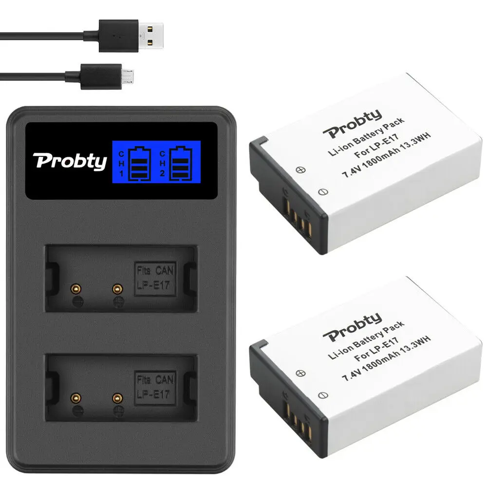 Probty 1800mAh LPE17 LP E17 LP-E17 akumulator do aparatów Canon EOS 200D M3 M6 750D 760D T6i T6s 800D 8000D pocałunek X8i kamery