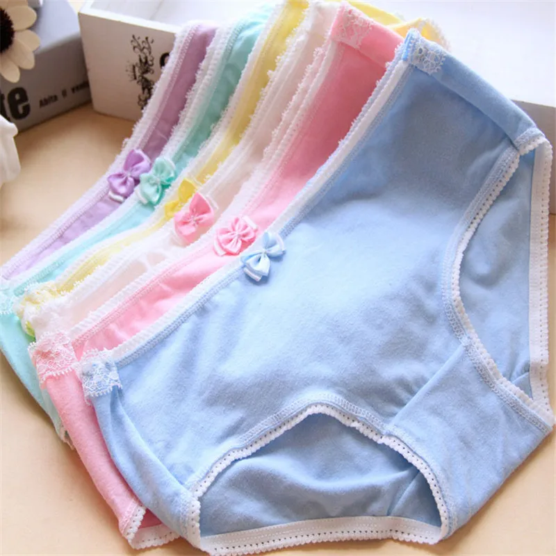 New Hot 1Pcs/Lot Small Fresh Candy-colored Bow Cute Cotton Underwear Shorts Cotton Panties Girl Briefs Wholesale 0122