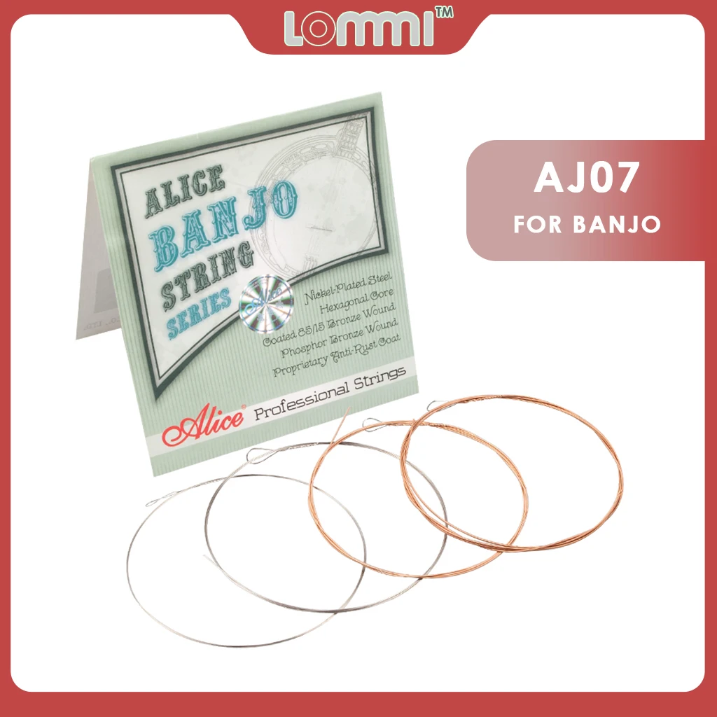 

LOMMI AJ07 Banjo Strings Set .009 .016 .023 .030 Strings Gauge Nickel-plated Steel Hexagonal Core Professional Banjo Accessories