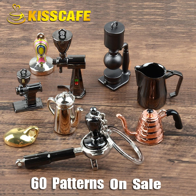 Coffee Keychains Mini Coffee Milk Cup Tamper Grinder Key Chain Cafe Gift Lovers Barista Keyring gift Espresso Accessories