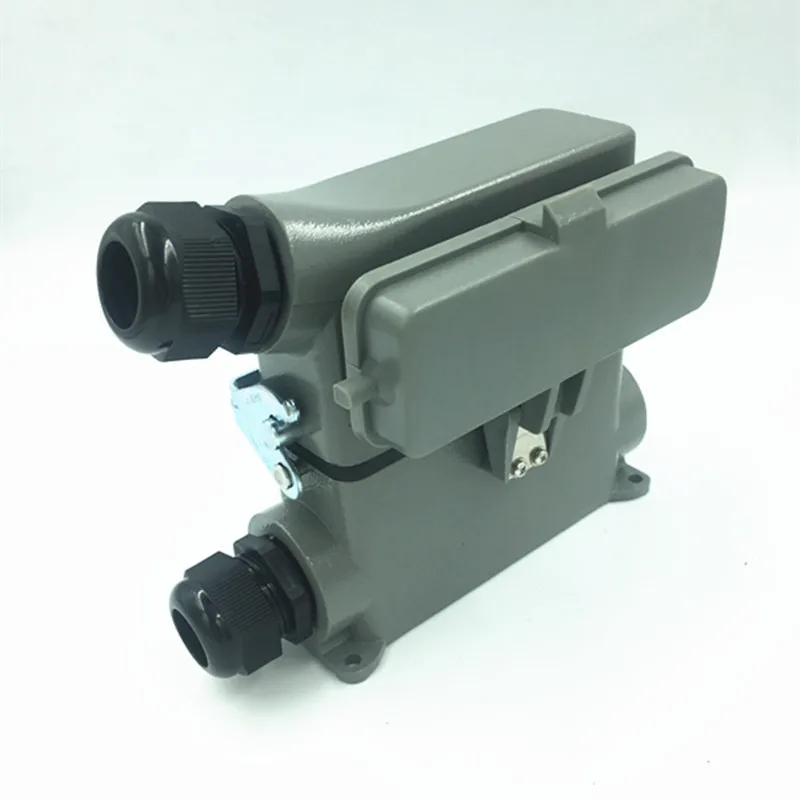 Heavy-Duty Connector 24-Pin รูปสี่เหลี่ยมผืนผ้าซ็อกเก็ตพื้นผิวกันน้ำปลั๊กพร้อมฝาครอบ HDC-HE-024-3DB