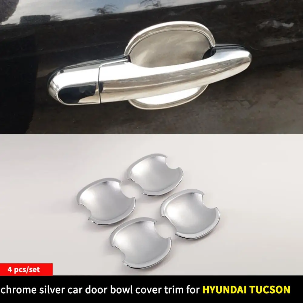 Exterior chrome silver car Side Door Handle bowl cup Cover Trim For Hyundai Tucson JM 2004-2010 2005 2006 2007 2008 2009