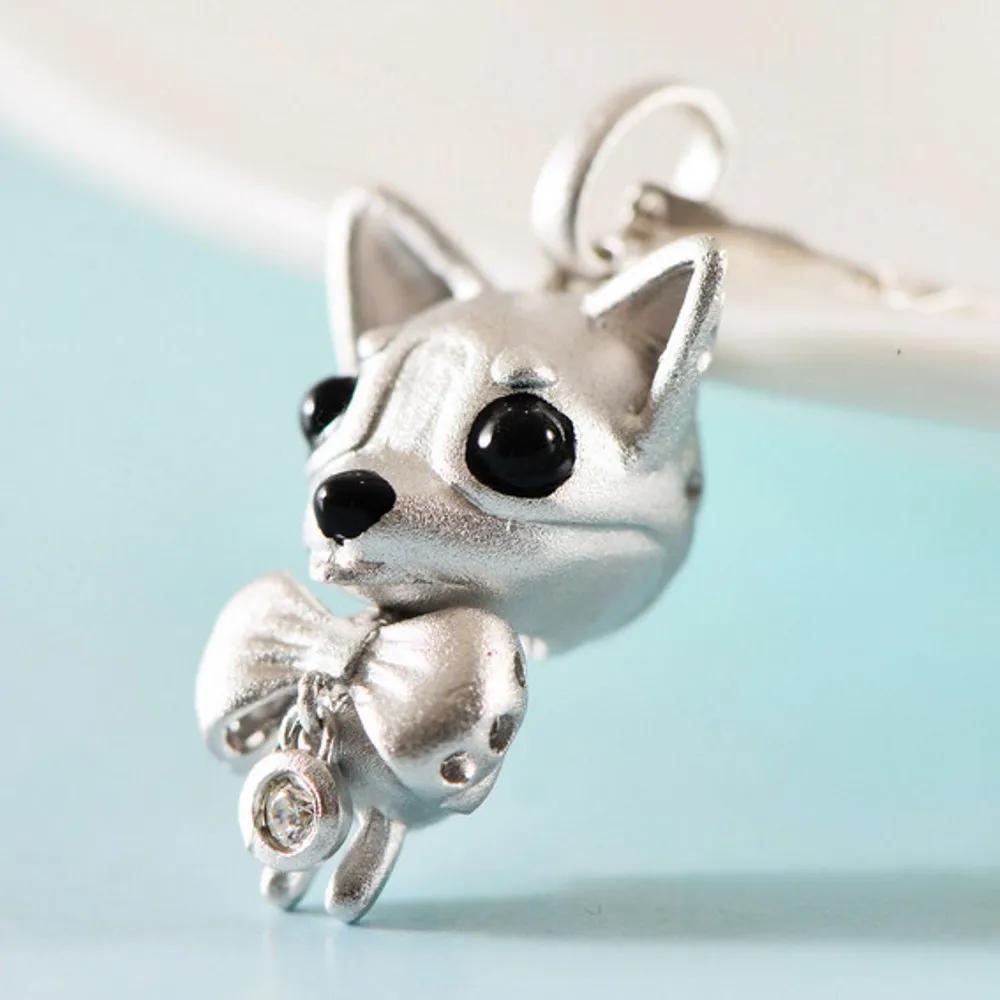 

BOCAI Real Pure S990 pure silver carved teacup puppy pendant small and fresh and cute pendant for Woman