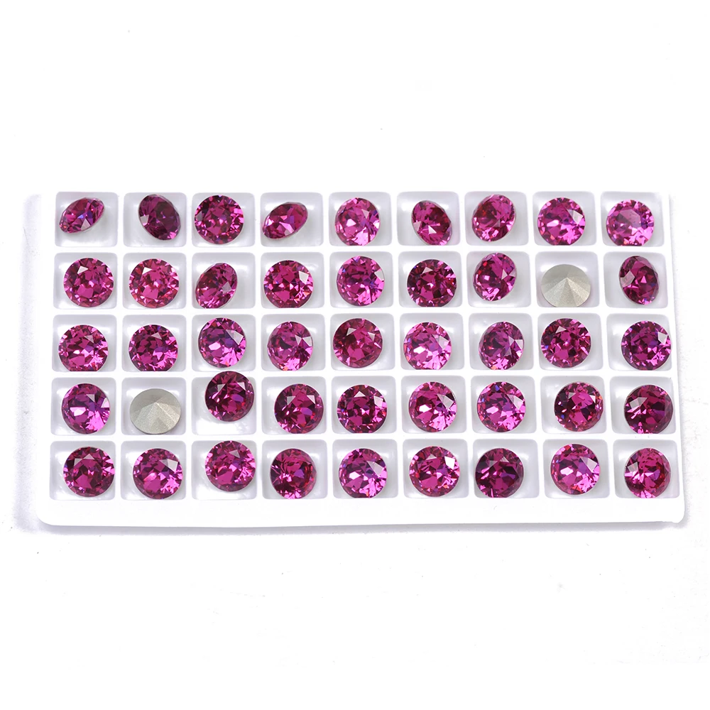 1357 Fuchsia Kristall K9 Glas Nähstein Brillantschliff Aufnähbare Strasssteine Pointback Strass DIY Kleidung Kleider Taschen – Detail 5