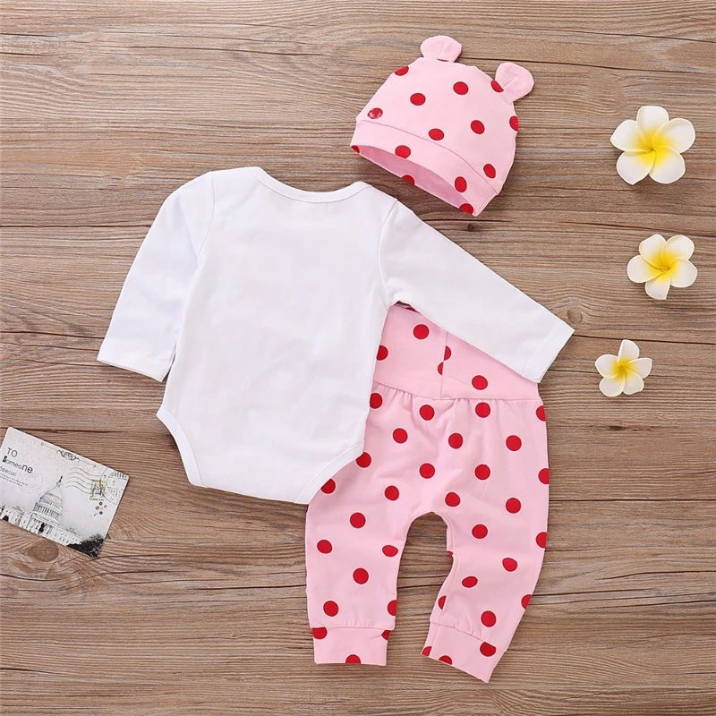 LILIGRIL Baby Girl Clothes Polka Dot Newborn Baby Girl Outfits Set Cute Giraffe Infant Girl Clothing With Hat Spring Autumn New