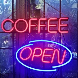 DECO 18 x10 inches Black Acrylic Engraving base with ultra bright LED Neon Open Sign at RGB line & Red OPEN for Shop windows
