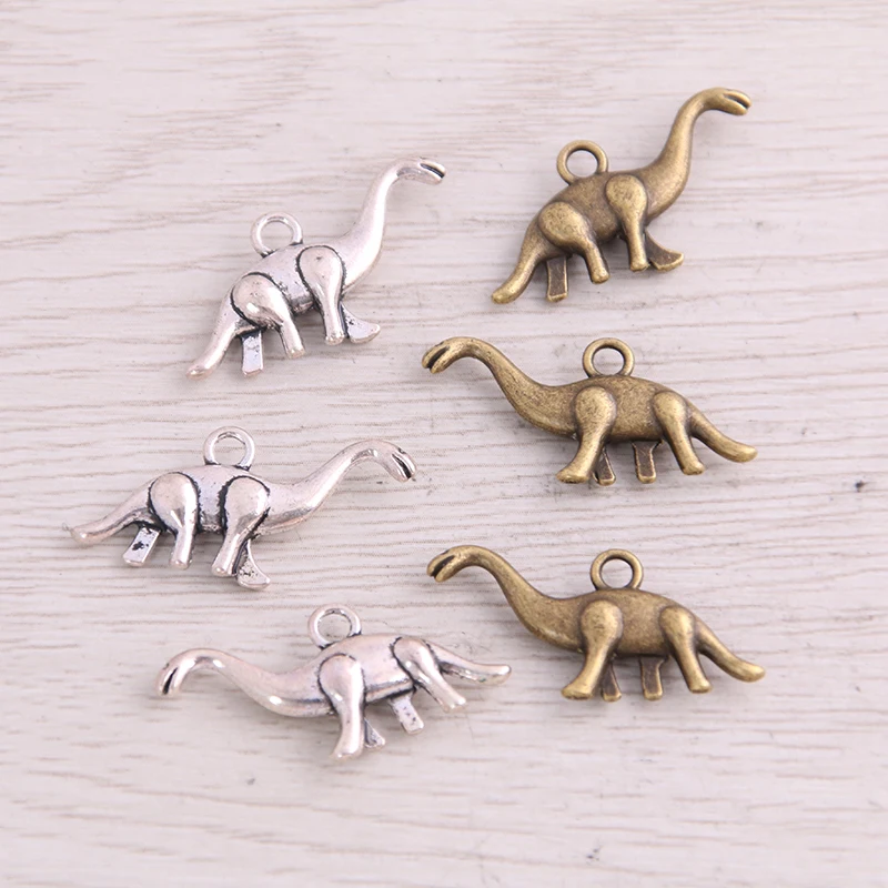 SWEET BELL  40PCS 14*27mm New Product Two Color Dinosaur Charms Animal Pendant Jewelry Metal Alloy Jewelry Marking