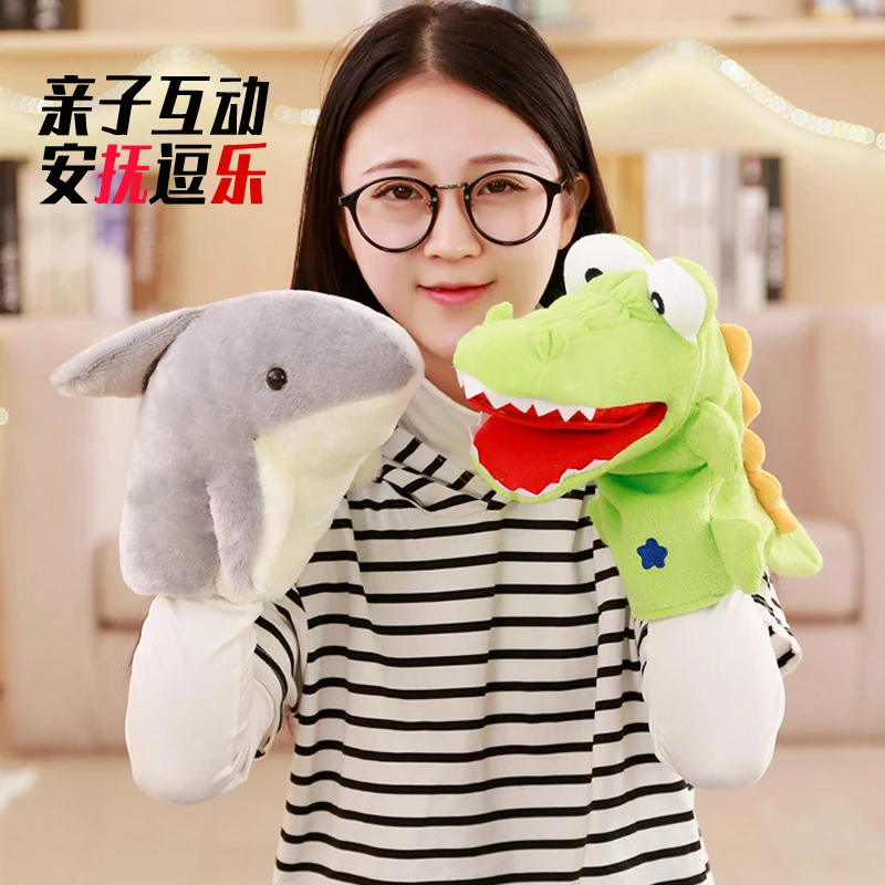 

cartoon shark crocodile frog soft hand puppet cute plush toy appease toy tell story birthday Christmas gift 1pc