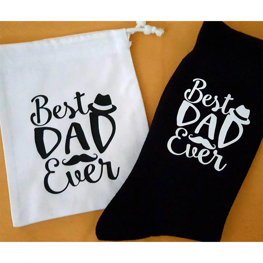 New! Best Dad Ever Father\'s Day Gift Socks Personalized Present for Dad Custom Cotton Man Socks with Bag Dad\'s Birthday Present