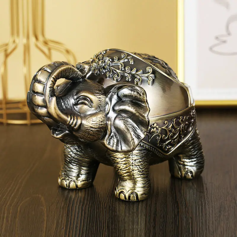 

Ashtray creative home retro nostalgic fall proof windproof cover office fly ash proof elephant ashtray decorative ashtray