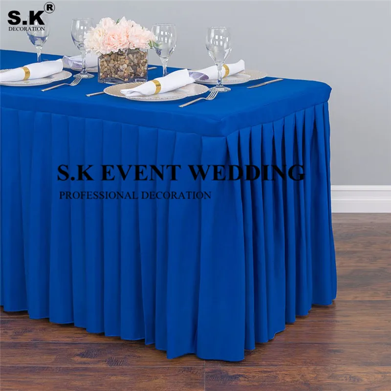 Good Looking Pleated Polyester Table Skirt Cover Table Cloth For Wedding Event Party Decoration