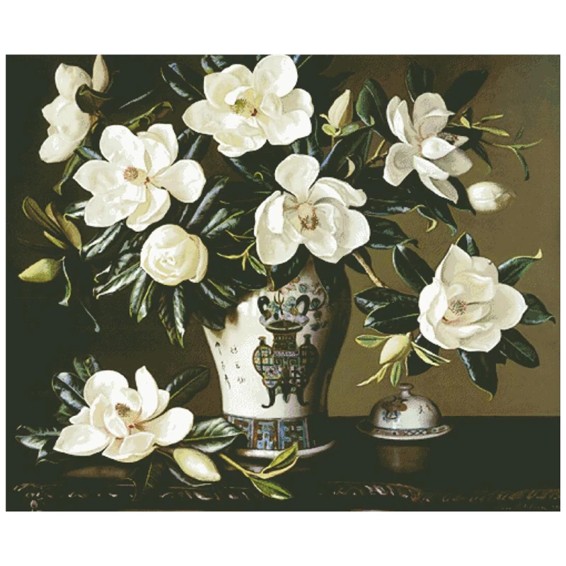 

Gardenia cross stitch kits big bloom 18ct 14ct 11ct cloth cotton thread embroidery needlework wall decor