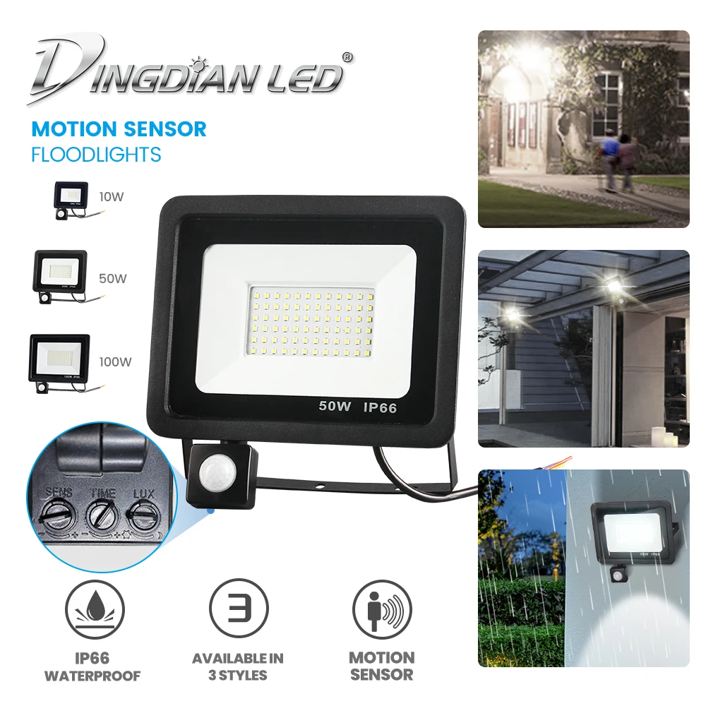 

Outdoor flood light motion sensor 10W/50W/100W waterproof solar powered security wall lamp cast spotlight for Garage,Yard