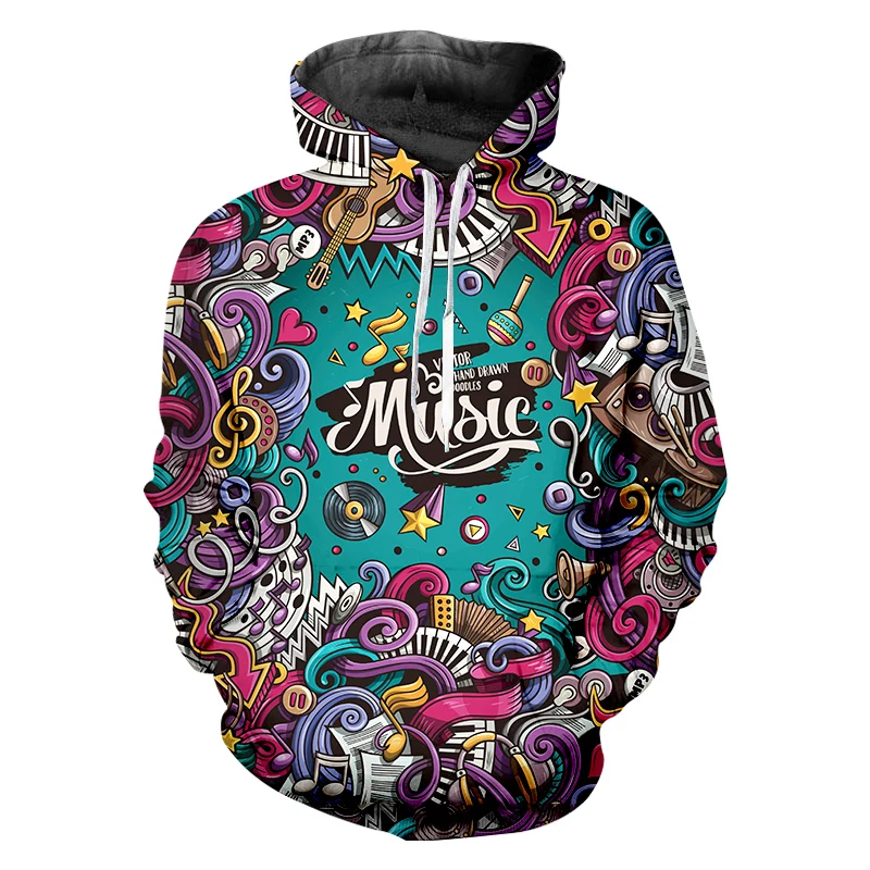 

LCFA Brand Men's Hoodie Graffiti Music Art 3D Printed Autumn Winter 2021 Warm Street Hoodie Sweatshirts Trendy Couples Clothes