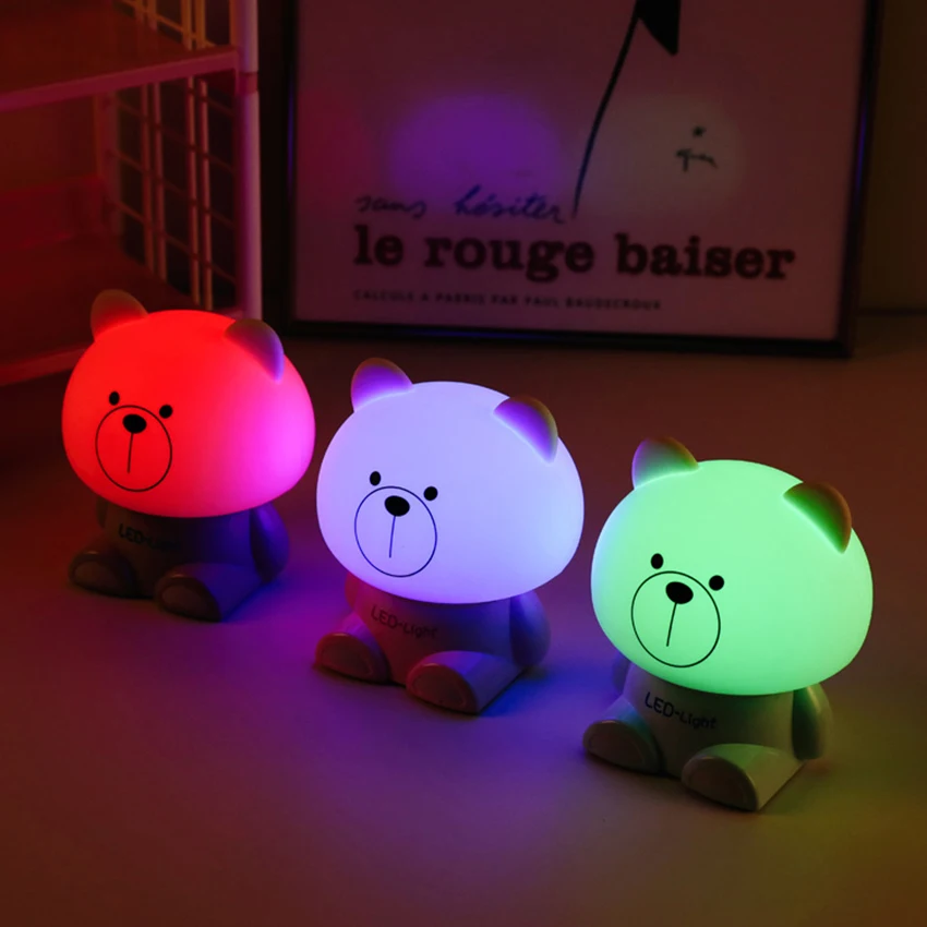 Kids Night Light Baby Cute Night Light Silicone LED Night Light, Color Changing Nursery Lamp Touch Sensor para Quarto