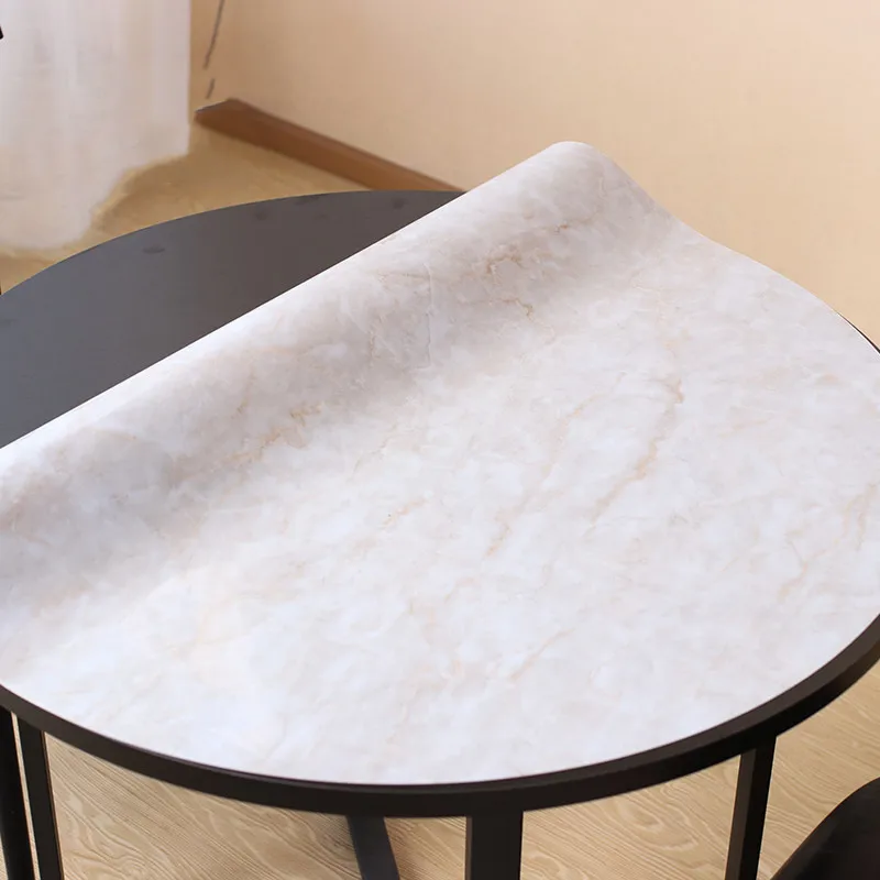 Round Marble Waterproof PVC Tablecloth Table Cover Mat Kitchen Pattern Oil cloth Glass Soft Cloth Tablecloth Crystal Boards Mat