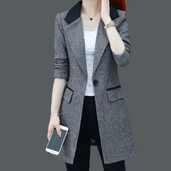 2023 New Plus Size Autumn Coat Womens Professional Tooling Jacket Casual Long Suit Jackets Black Fashion Blazer Abrigo Mujer 3XL