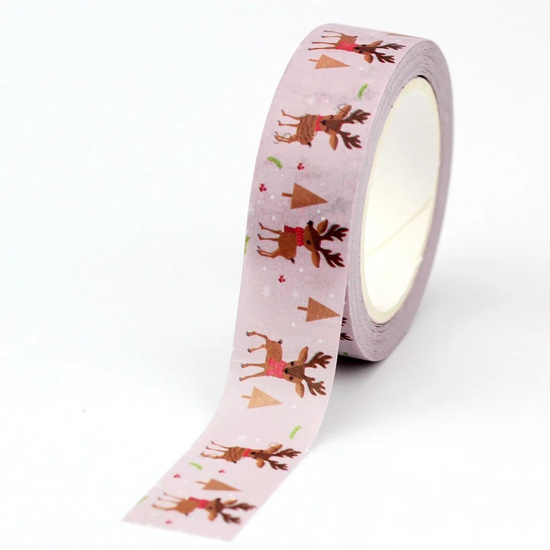 NEW 10PCS./Lot Decorative Cute Reindeer Christmas Trees Animal Washi Tapes for Scrapbooking Adhesive Masking Tape Stationery