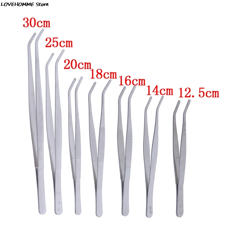 1PC Hot New Stainless Multifuctional Steel Elbow Tweezers Aquarium Clear Clip Tool Medical Repair Tools 12.5/14/16/18/20/25/30cm