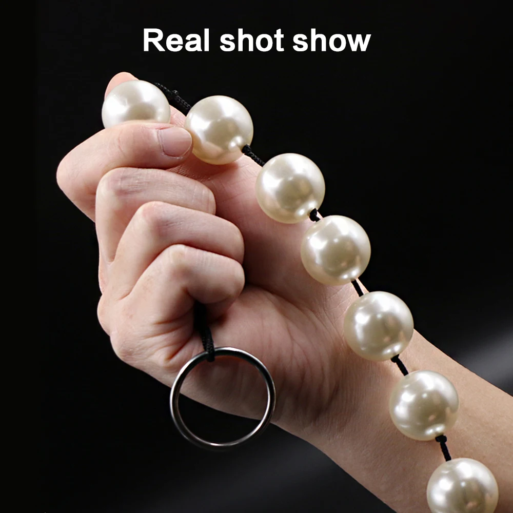 Super Large Pearl Anal Plugs Long Anal Beads Butt Plug Vaginal Balls Sex Toys For Women Men Handheld Anus Masturbator Expander