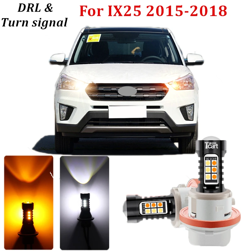 Canbus Car LED Turn Signal Light+Daytime Running Light Dual Mode Auto DRL Bulb Lamp For Hyundai IX25 Cantus 2015 2016 2017 2018