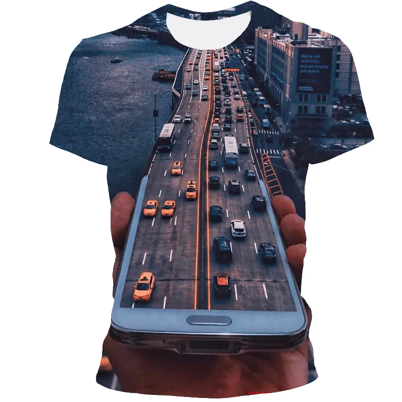 Summer Urban Style Print T-shirt 3D Fashion Natural Scenery Graphic t shirts New Hip Hop Street View Pattern t shirt For Men Top